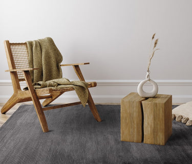 Kuza Stripe Soft Silky Velvety Charcoal Grey Polypropylene Abstract Textured Rug 120x170 cm - Medium 120x170 cm (4'x5'6")