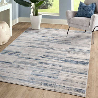 Asiatic London Ritz Mettallic Silky Shiny Marbled Blue Abstract Geometric Textured Rug - Small 80x140cm (2'6''x4'7'')