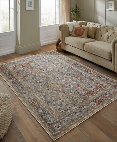 Consept Looms Legacy LEG03 Medallion Classic Beige Rust Cotton Persian Oriental Traditional Round Rug - Medium 120x180 cm (4'x6')