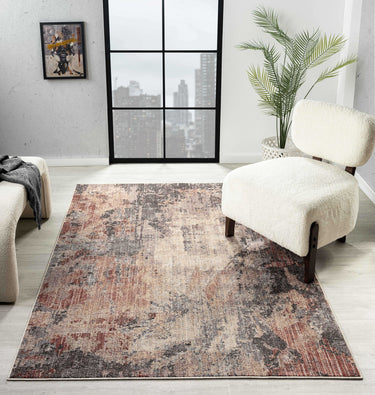 Alia 878AL Short Pile Rose Polypropylene Traditional Abstract Hallway Runner Rug - Runner 60x230cm (2'x7'7")
