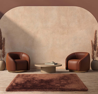 Plush Plain Shaggy High Pile Thick Silky Fluffy Soft Hand Woven Copper Rug - Medium 120x170 cm (4'x5'6")
