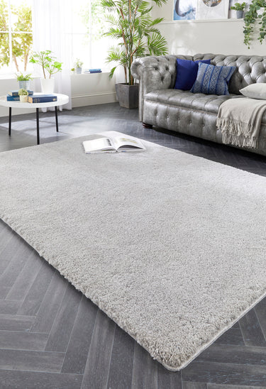 Phoenox My Lux Fluffy Anti-Slip Machine Silver Washable Non-Slip Polypropylene Shaggy Rug - X-Small 60x100 cm (2'x4')