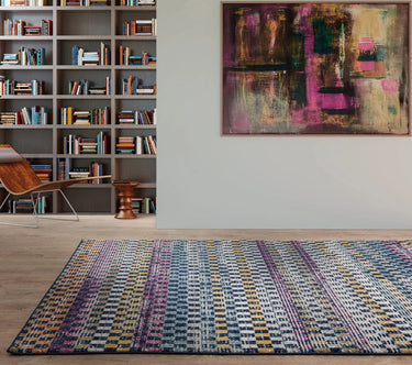 Muse MU30 Geometric Check Bright Multi Colours Rug - Small 80x150 cm (2'6"x5')