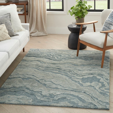 Graceful GRU01 Blue Modern Abstract Wool Rug & Hallway Runner by Nourison - Medium 114x175 cm (4'x5'9'')