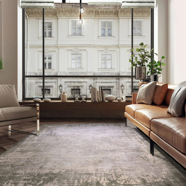 Asiatic London Kuza Border Soft Velvety Silky Green Polypropylene Abstract Textured Distressed Rug 200x290 cm