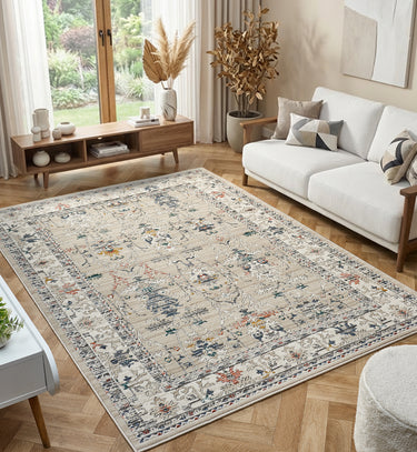 URCO Nova Luca Beige Polypropylene Traditional Vintage Bordered Rug - Medium 120x170 cm (4'x5'6")