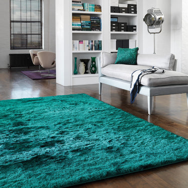 Whisper Shaggy Rug Silky Soft Luxury High Pile, Plush Rug in Dark Teal - X-Large 200x300 cm (6'7"x10')