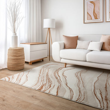 Asiatic London Mirage Quartz Marbled Texture Terra Natural Polypropylene Abstract Textured Rug - Small 80x150 cm (2'6"x5')