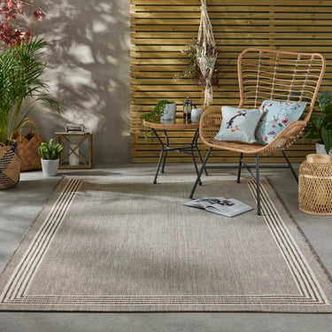 Consept Looms Terrazzo TRZ02 Garden Patio Living Framed Indoor Outdoor Handmade Polypropylene Bordered Rug - Earth Brown - Large 160x230 cm (5'3"x7'7")