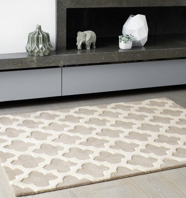 Asiatic London Artisan Lattice Tufted Sand Beige Wool Geometric Soft Rug 120x170 cm