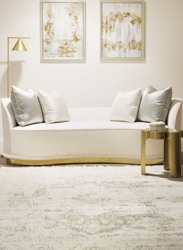 Classic Vintage Rug Traditional Silky Viscose Flatweave Shiny Shimmer Soft Fringed White Rug - Large 160x230 cm (5'3"x7'7")