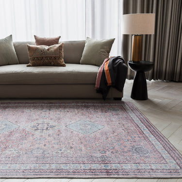 Asiatic London Kaya Esfir KY09 Floral Flatweave Distressed Multicolour Washable Cotton Round Rug 160x230 cm