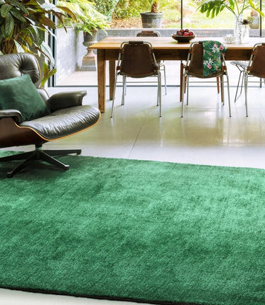 Asiatic London Milo Short Pile Silky Green Shaggy Traditional Modern Rug - Medium 120x170 cm (4'x5'6")