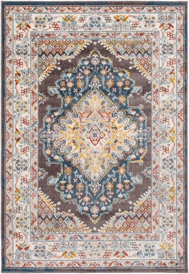 Ankara Vintage Traditional Boho Oriental Blue, Ice Blue & Ivory Rug - Medium 120x170 cm (3'11'' x 5'7'')