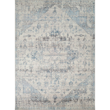 Ankara Vintage Traditional Boho Oriental Grey, Ice Blue & Blue Rug - Medium 120x170 cm (3'11'' x 5'7'')