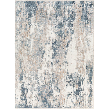 Allegro Abstract Marble Modern Cream, Ivory & Sky Blue Rug - Large Plus 160x213 cm (5'3'' x 7')