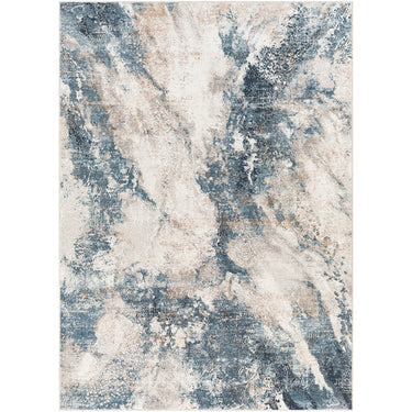 Allegro Abstract Marble Modern Blue, Ivory & Sky Blue Rug - Design ALG2338 - Large Plus 160x213 cm (5'3'' x 7')