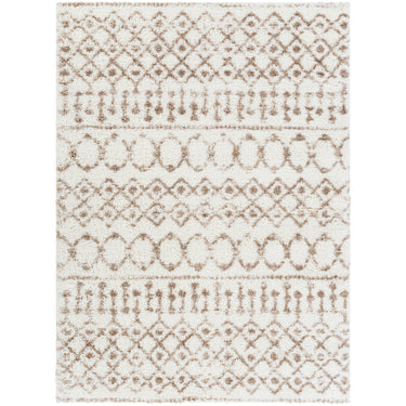 Aliyah Shag Global Plush Soft Pile Shaggy Geometric Beige, Tan & Cream Rug - Large Plus 160x220 cm (5'3'' x 7'3'')