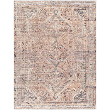 Amelie Traditional Washable Vintage Oriental Orange, Light Brown & Cream Rug - Large Plus 160x220 cm (5'3'' x 7'3'')