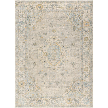 Avellino Vintage Traditional Boho High Pile Grey, Light Beige & Deep Teal Rug - Large Plus 160x213 cm (5'3'' x 7')