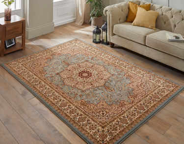 Grand Heritage GH101 Medallion Million Point Classic Blue Polypropylene Persian Oriental Rug - Large 160x230 cm (5'3"x7'7")