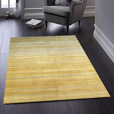 Origins Fine Stripes Hand Loom Woven Wool Rug Halway in Ochre - 80x150cm (2'6"x5'0")