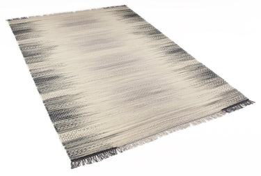 Consept Looms Fusion Knotted Fringed Smoke Grey Wool Traditional Geometric Textured Rug 200x290 cm