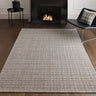 Thatch Grey Beige Hand Woven Wool Rug Checked Pattern Neutral Undyed Wool Blend - Medium 120x170 cm (4'x5'6")