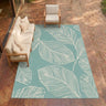 Terrace Leaf Aqua Blue Indoor Outdoor Polypropylene Modern Rug - Small 80x150 cm (2'6"x5')