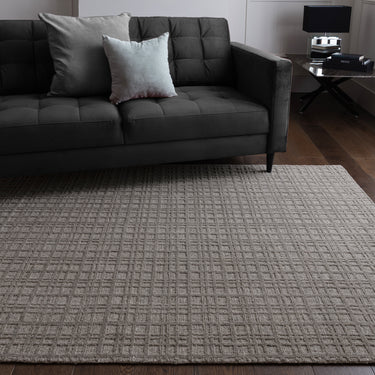Thatch Taupe Hand Woven Wool Rug Neutral Plain Checked Pattern - Medium 120x170 cm (4'x5'6")
