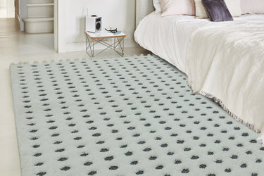 Asiatic London Ariana AR05 Dotty Boho Fringed Soft Design Cream Grey Polypropylene Shaggy Moroccan Textured Rug - Small 80x150 cm (2'6"x5')