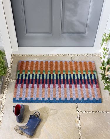 My Printed Coir Bright Broken Stripe Striped Doormat 45x75 cm