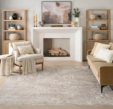 Nourison Antique Fusion ANF02 Fringed Bordered Medallion Ivory Traditional Vintage Abstract Floral Rug - Large 160x239 cm (5'3"x7'10")