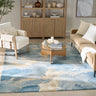 Prismatic PRS40 Hand Tufted New Zeland Wool Silk Stormy Sky Pattern Handmade Rug in Blue Multi - Large 168x226 cm (5'6"x7'5")