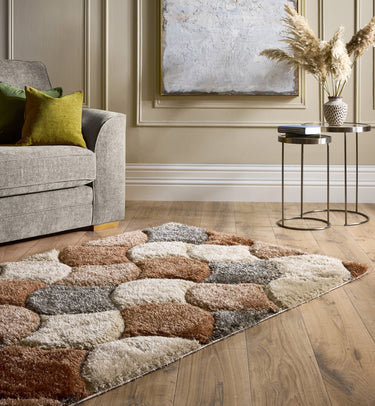 Origins 3D Scallop Silky Red Terracotta Jute Shaggy Geometric Rug - Small 80x150 cm (2'6"x5')