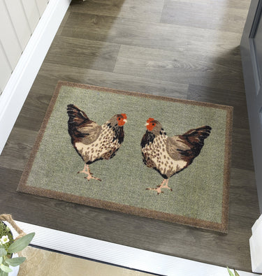 My Nylon Pattern Chickens Washable Non-Slip Bordered Rug 50x75 cm