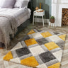 Origins 3D Geo Silky Diamond Ochre Yellow Grey Hand-Carved Shaggy Geometric Rug - X-Small 60x110 cm (2'x3'7")