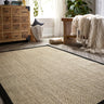 Origins Sisal Border Hand Made Rug Modern Natural Jute Rug in Light Beige with Black Border - Small 80x150 cm (2'6"x5')