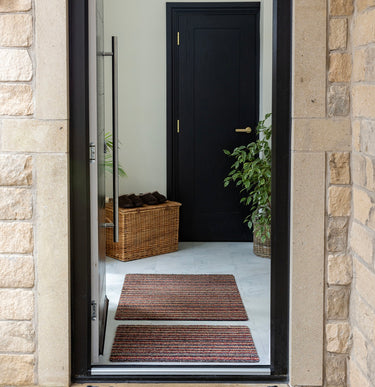 My Candy Spice Red Beige Washable Cotton Striped Doormat - Small 50 x 75 cm (2'x2'5")