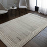 Asiatic London Orlo Natural Framed Grey Hand-Carved Wool Textured Bordered Rug - Large 160x230 cm (5'3"x7'7")