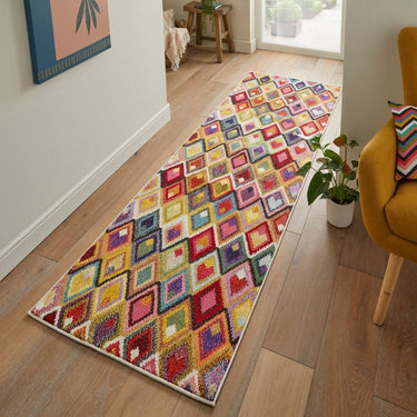 Carnaval CAR109 Vibrant Multi Colours Modern Geometric Rug - Runner 80x240 cm (2'7"x7'11")
