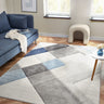 Orbit Bergen 3D Grey Blue Abstract Geometric Textured Hallway Runner Rug - Medium 120x170 cm (4'x5'6")