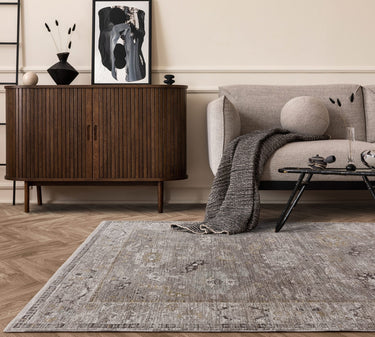 Jasper JA04 Living Antique Grey Silver Traditional Vintage Rug - Small 80x150 cm (2'6"x5')