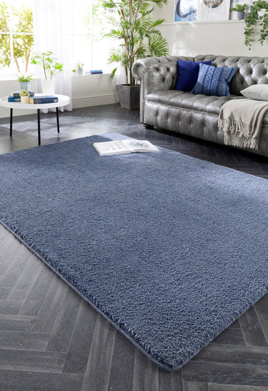 Phoenox My Lux Fluffy Anti-Slip Machine Smoke Blue Washable Non-Slip Polypropylene Shaggy Rug - X-Small 60x100 cm (2'x3'4")