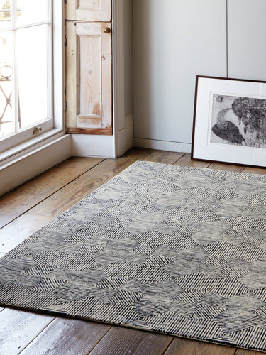 Asiatic London Camden Tufted Kaleidescope Black White Wool Viscose Geometric Textured Rug - Medium 120x170 cm (4'x5'6")