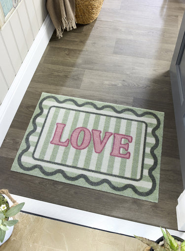 My Nylon Pattern Love Washable Non-Slip Striped Bordered Rug 50x75 cm