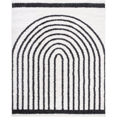 Birmingham Global Plush Soft Pile Shaggy Black & Ivory Rug - Large Plus 160x213 cm (5'3'' x 7')