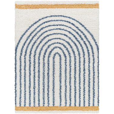 Birmingham Global Plush Soft Pile Shaggy Blue, Ivory & Tan Rug - Large Plus 160x213 cm (5'3'' x 7')