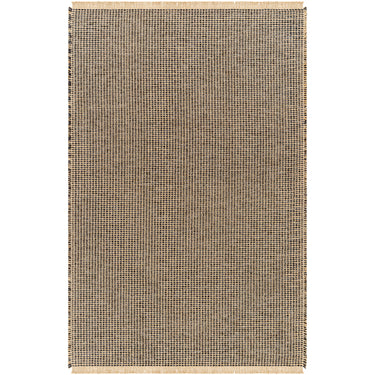 Kimi Becki Owens Modern Solid And Border Fringe Global Grey, Light Brown & Black Rug - Medium 120x170 cm (3'11'' x 5'7'')