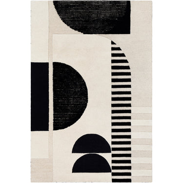 Brooklyn Modern Hand Tufted Wool Black, Cream & Light Beige Rug - Large Plus 152x229 cm (5' x 7'6'')
